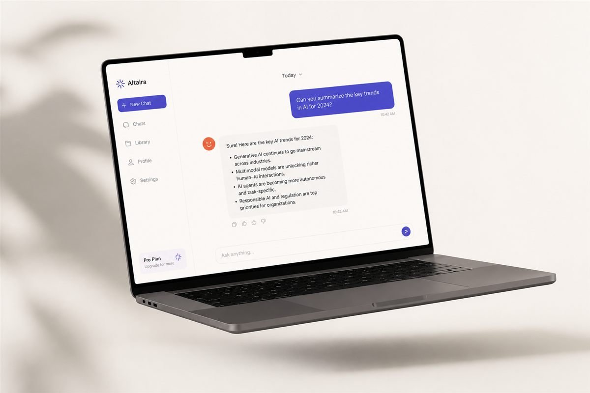 Aida — AI support assistant interface on a laptop
